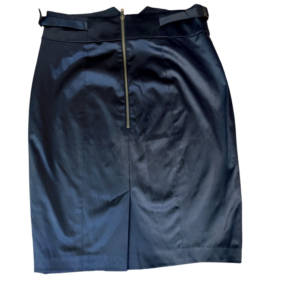 Urban Outfitters Silence Noise Black‎ Satin Belted Midi Skirt Size 10 - Picture 5 of 7